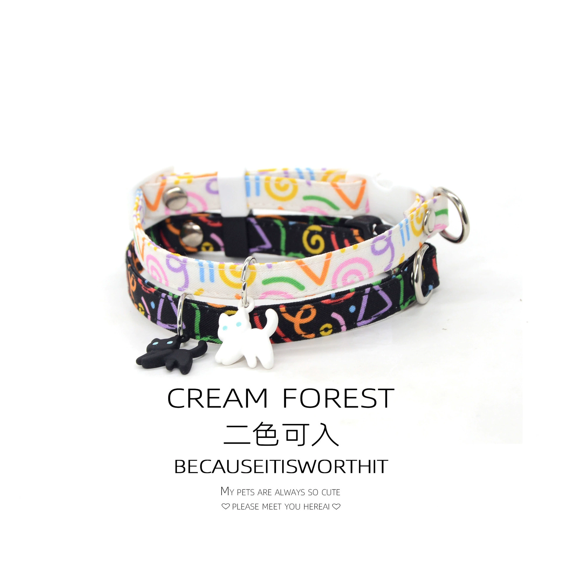 Трансграничный амазонский ошейник для домашних животных котенок собака безопасная пряжка ожерелье милые украшения цветы свежие маленькие цветы граффити