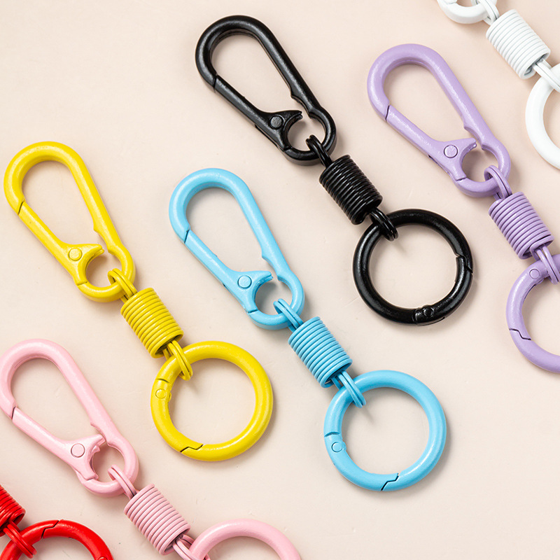 Colorful Spring Keychain Creative Stylish Double-Ended Opening School Bag Hook Accessories Car Key Ring Waist Hanging Chain