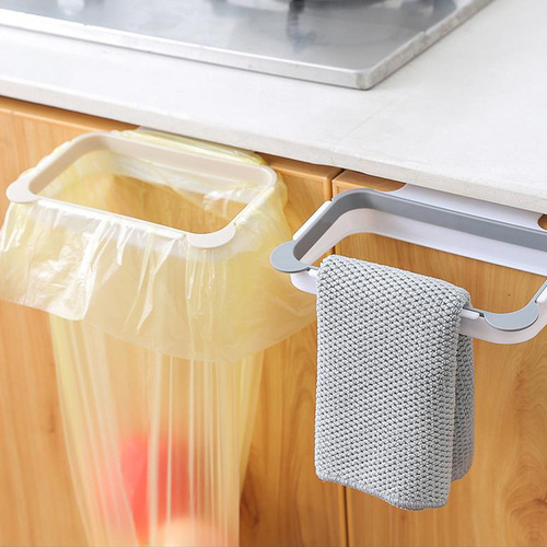 Cabinet door garbage bag hanger kitchen plastic bag storage rack classification storage bag organizer rack wall-mounted support rack