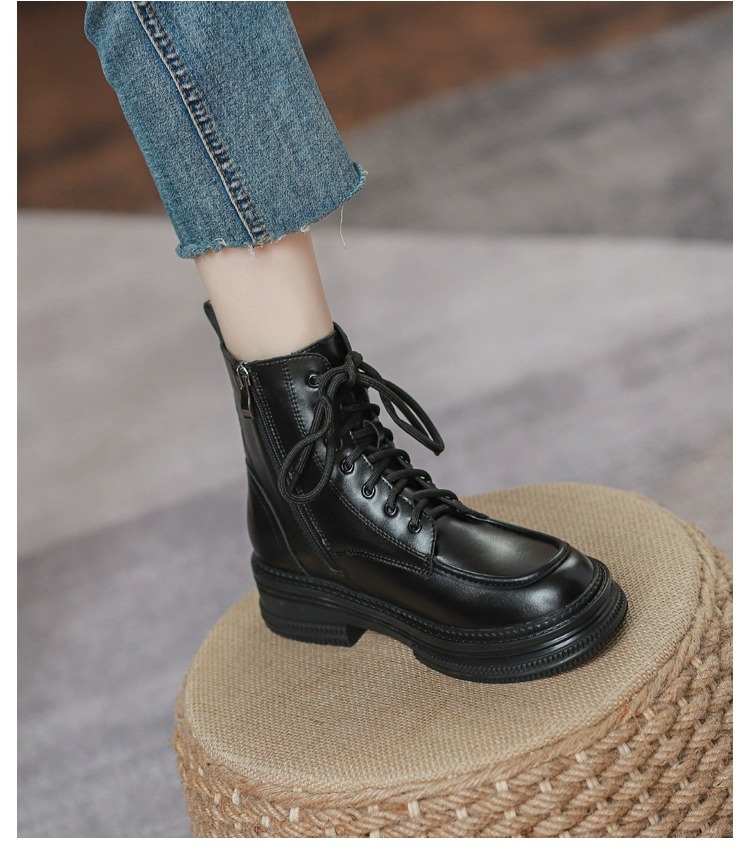 Women's Ankle Boots Brown Plush Lined Versatile Casual Shoes_voghion.com