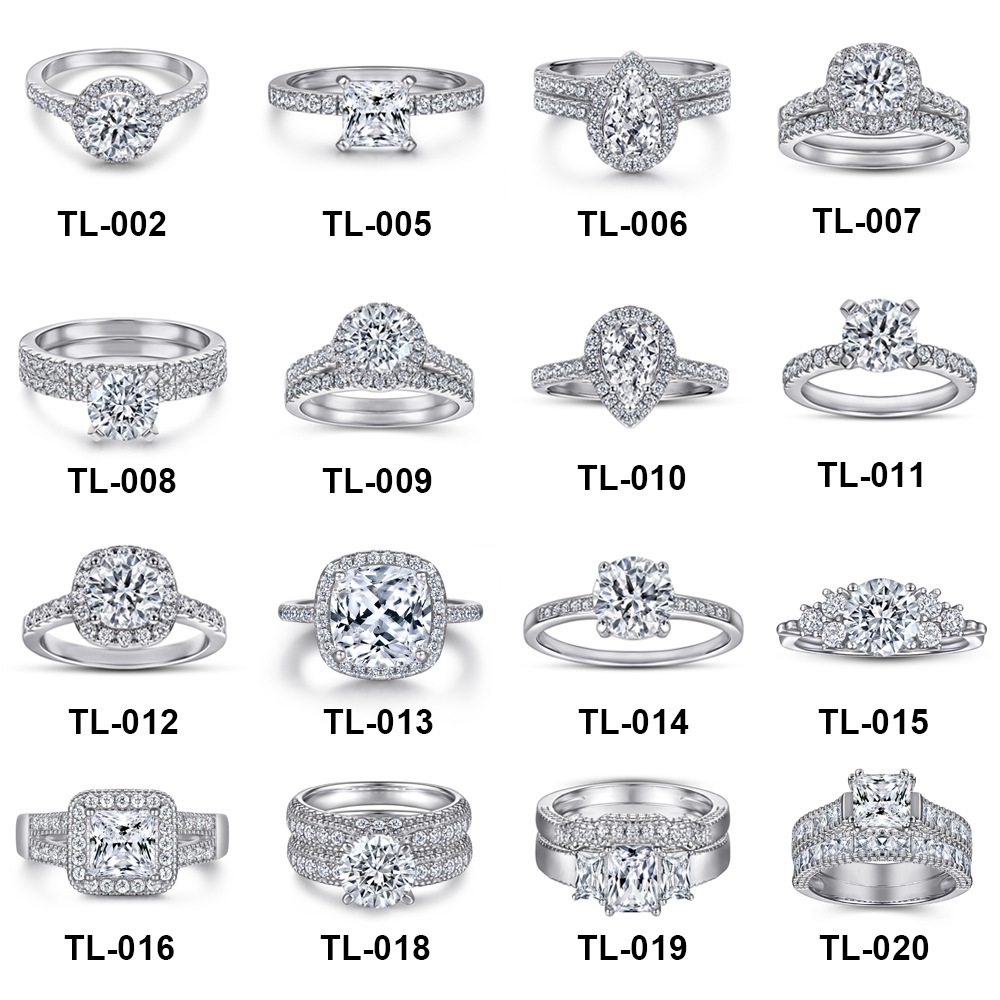 Tonglin europeo y americano nuevo anillo de Plata de Ley 925 anillo de combinación de las mujeres anillo de compromiso de boda anillo de circón al por mayor image 3
