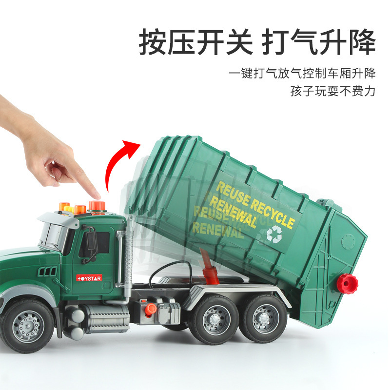 Jinjia super large sanitation truck inertial engineering vehicle model car children's toy car boy sanitation collection truck