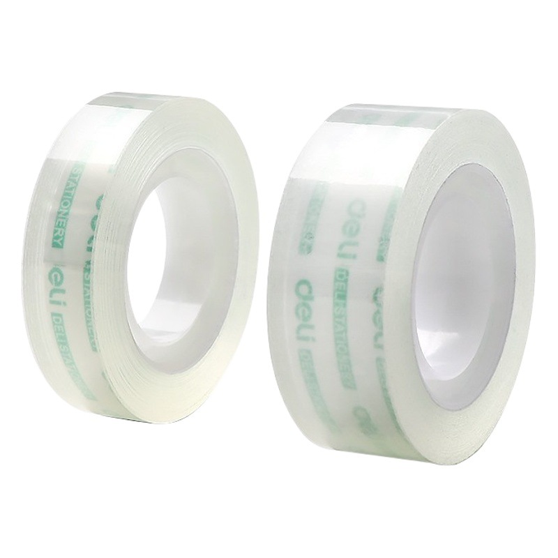 Deli transparent tape small roll tape students with 12mm fine strong high viscosity cutter office trumpet wholesale