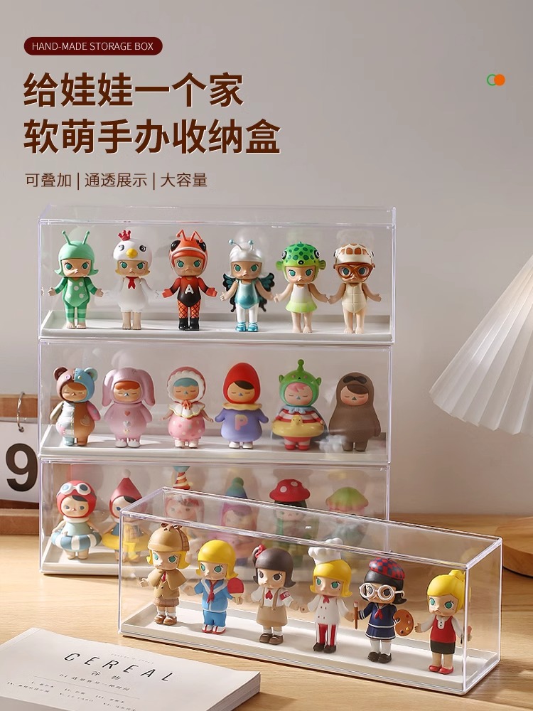 盲盒收纳展示架泡泡玛特展示盒桌面透明手办架子亚克力玩偶防尘柜