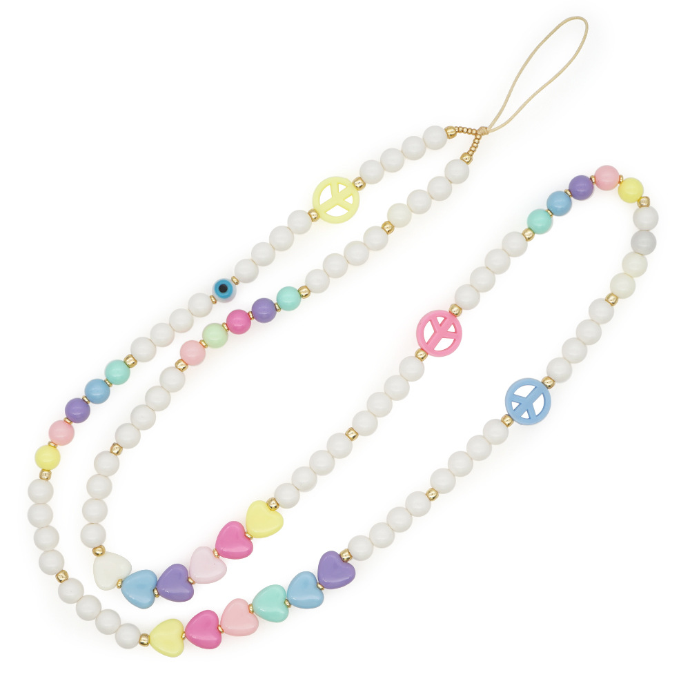 Acrylic Round Glass Beads Mobile Phone Chain Wholesale Nihaojewelry display picture 5