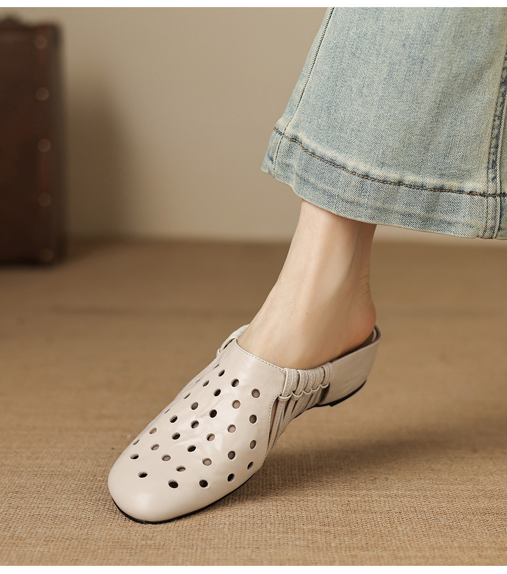 Dép sandal nữ quai chữ V đế xuồng cao gót, phong cách dệt da lộn — đen chi tiết 12
