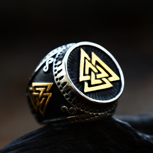 beier Nordic retro Viking letter stainless steel ring wholesale European and American retro animal titanium steel ring