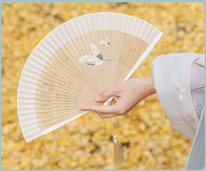 古風扇子扇風機中国風夏漢服チャイナドレス折り畳み扇風機小竹扇風機ダンス扇風機緑|undefined