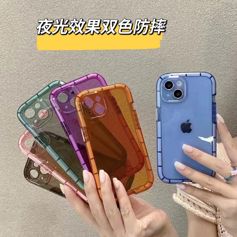 Suitable for iPhone16promax luminous gas 15 bag anti-drop transparent tpu shell 14 apple 13 luminous protective cover