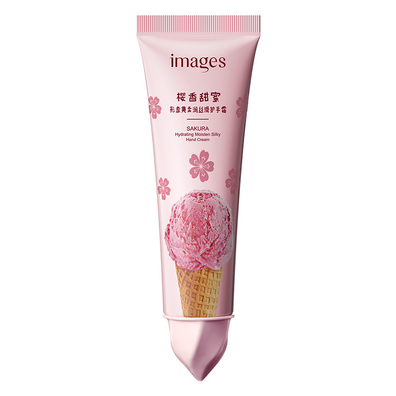 Crema de manos de belleza de imagen con regalo de mano hidratante cuidado de la piel hidratante fragancia no grasa helado crema de manos pieza pequeña