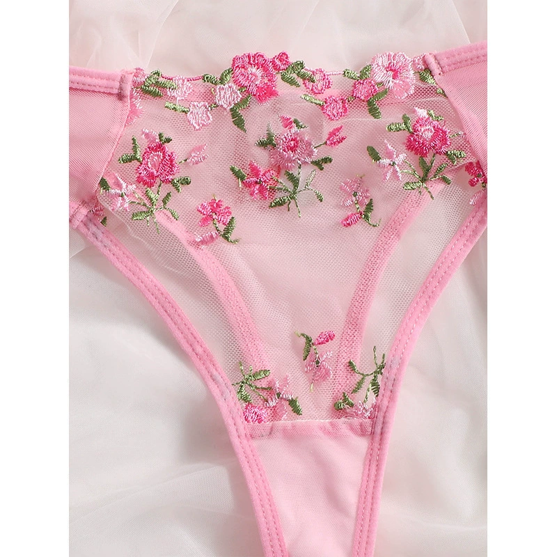 Кружевной комплект белья, женский вышитый прозрачный бюстгальтер и трусики, размеры S–XL, в нескольких цветах