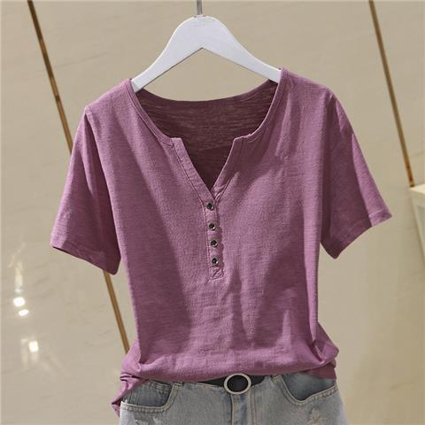 Cotton Women's T-Shirt Short-Sleeved 2025 Summer New Korean Style Loose Simple Versatile Half-Sleeved T-Shirt Flesh-Covering Top