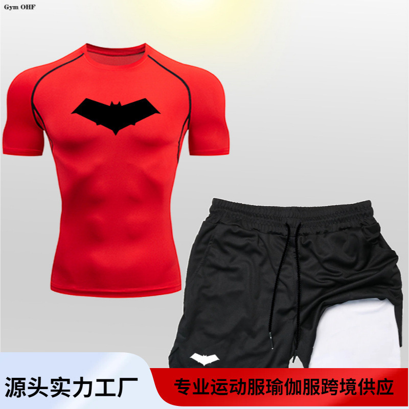 Batman Men's Double-layer Shorts Short-sleeved Tight suit Outdoor Mountaineering Running Sportswear Summer Beach Batman Men's Double-layer Shorts Short-sleeved Tight suit Outdoor Mountaineering Running Sportswear Summer Beach