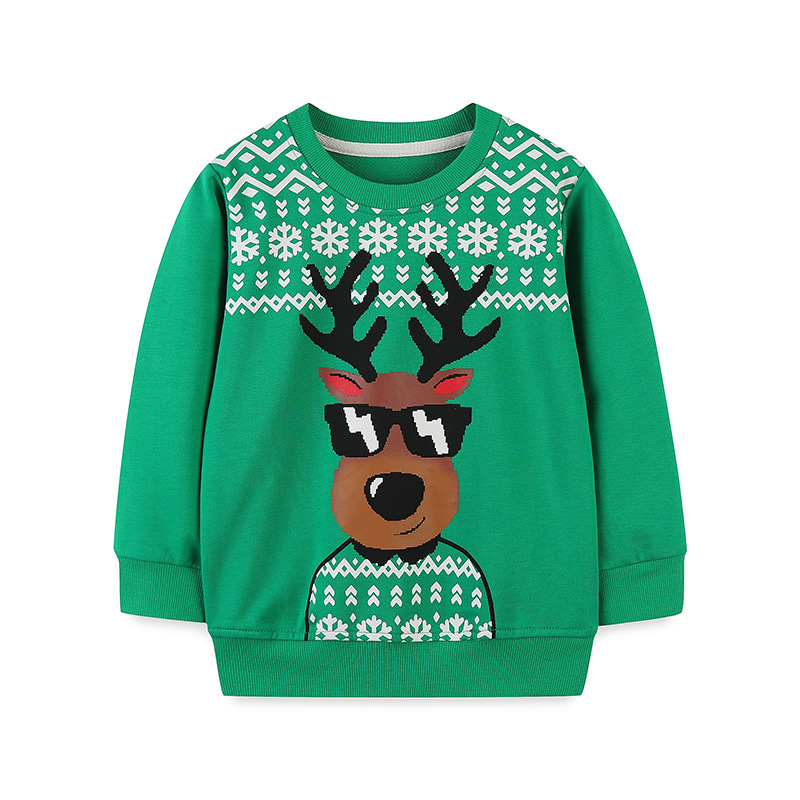Suéter de niño de Navidad de estilo europeo y americano otoño nuevo suéter de manga larga para niños suéter estampado de moda para niños sudadera