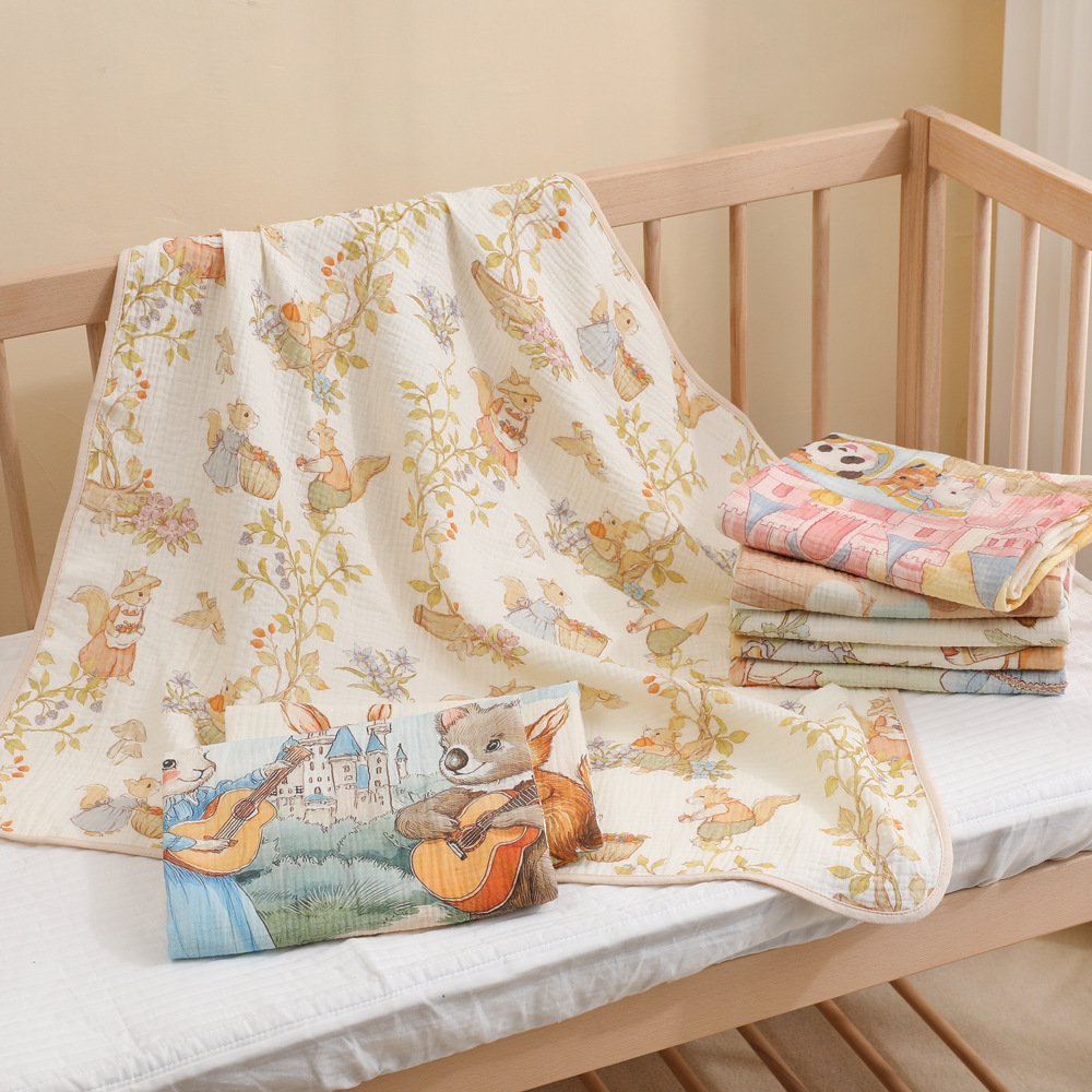 Newborn Swaddle Blanket, Class a Cotton Baby Swaddle, Newborn Baby Swaddle Wrap, Printed Double-Layer Gauze Wrap Blanket