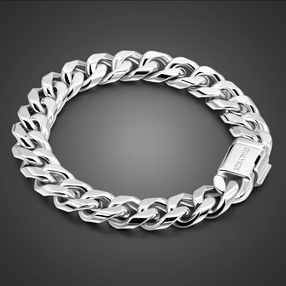 Platinum-Plated Men's Thick Bracelet, Cross-Border Korean Style Bracelet, Domineering Men's Trendy Bracelet, Thick Bracelet for Boyfriend, Personalized Gift