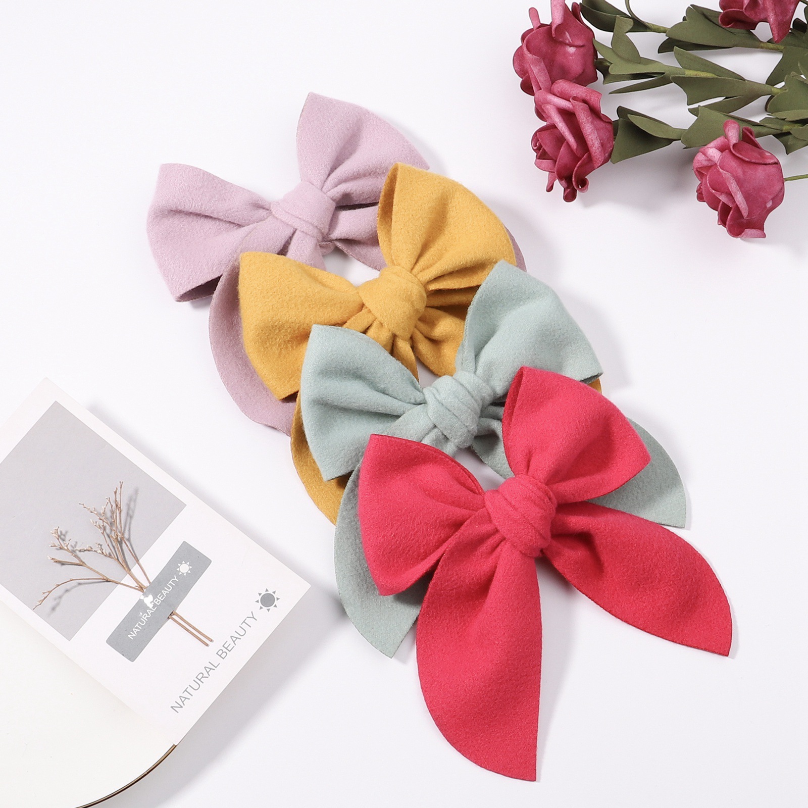 Daily Occasion Cloth Material Fashion Solid Color Cloth Bowknot Hair Clip