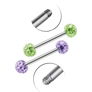 G23 Titanium Shambhala Full Diamond Ball Drop Oil Tongue Pin Soft Clam Mud Diamond Clad Tongue Ring 14G Human Puncture Jewelry