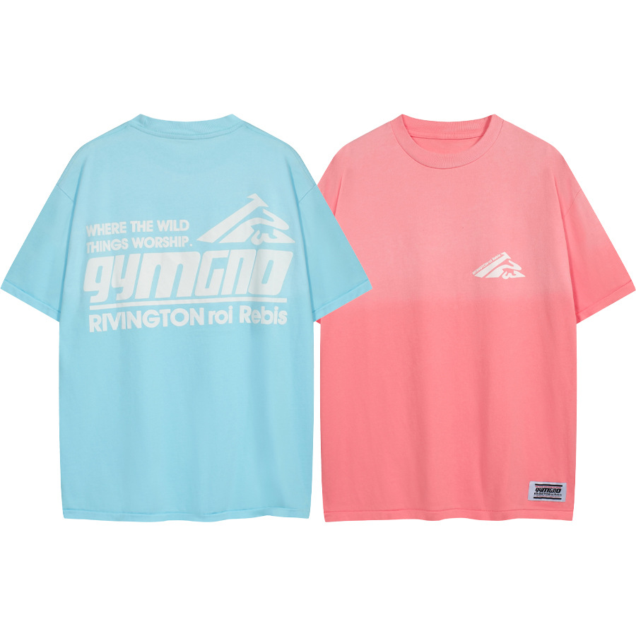 RRR 123 USO GYMGNOSTIC letra impresa pegatinas bordadas camiseta casual de manga corta para hombres y mujeres