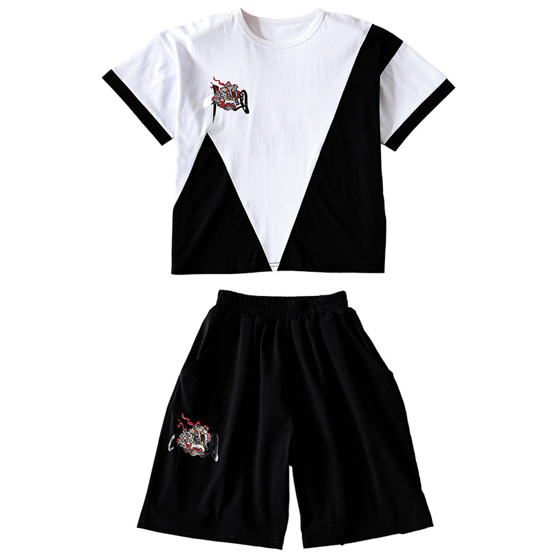 T-shirt a maniche corte 2023 Estate Nuovi pantaloncini per ragazzi medi e grandi per bambini Set casual in due pezzi_voghion.com