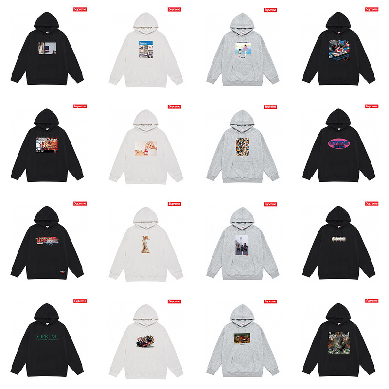Cross-Border High-End Version of the Trendy Brand Supreme Letter-Printed Hooded Sweatshirt Jacket Classic Box Terry Hoodie for Men and Women Cross-Border High-End Version of the Trendy Brand Supreme Letter-Printed Hooded Sweatshirt Jacket Classic Box Terry Hoodie for Men and Women