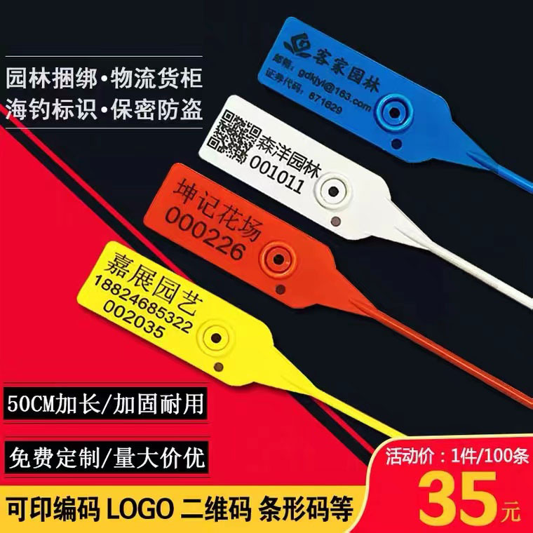 物流铅封一次性塑料封条扎带集装箱货柜油罐车防盗铅封锁扣50厘米