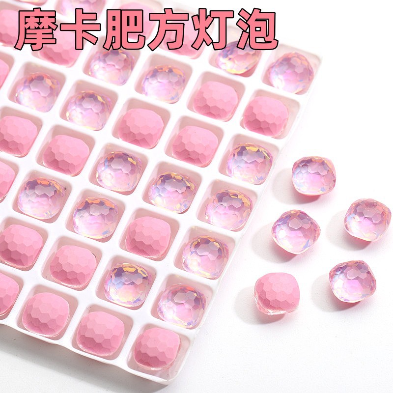 直播爆款摩卡蛋白灯泡肥方穹顶美甲钻批发DIY手机壳透明指甲钻