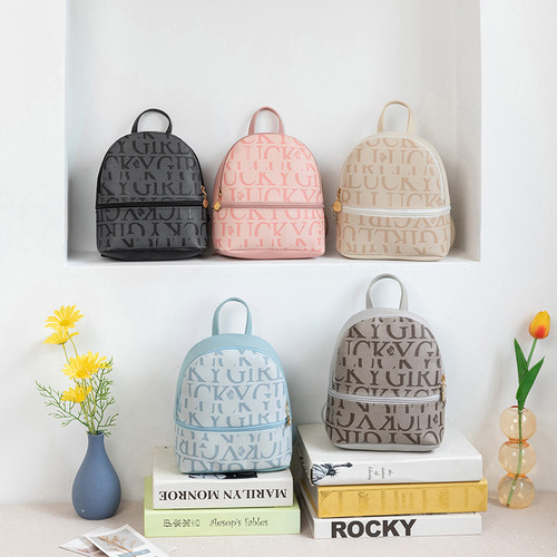 Women's New Fashion Alphabet Print Double Shoulder Bag Casual Multi-use Single Shoulder Bag