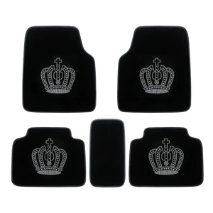 Avtomobil məxmər rhinestone tac DAD xalça ayaqaltı, universal asan təmizlənən almazlı avtomobil döşəməsi