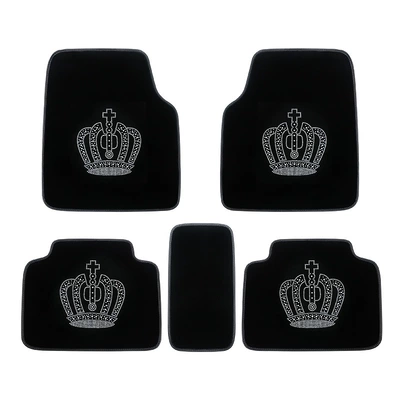 Car velvet rhinestone crown DAD carpet foot mat Universal easy cleaning Diamond-embedded car mat bicycle carpet (Universal Foot Pad)