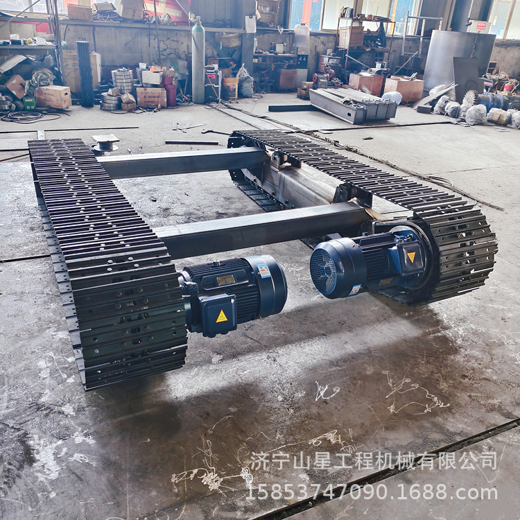 Motor Reducer Driven Tracked Chassis Dual 380-Volt Ac Rubber Track Steel Chain Track Travel Device