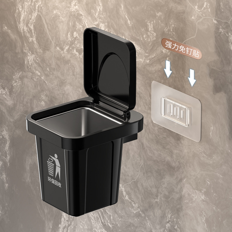 Bote de basura de pared creativo, caja de almacenamiento de cenicero, revestimiento de acero inoxidable con tapa, cenicero de baño de cenizas antivolantes