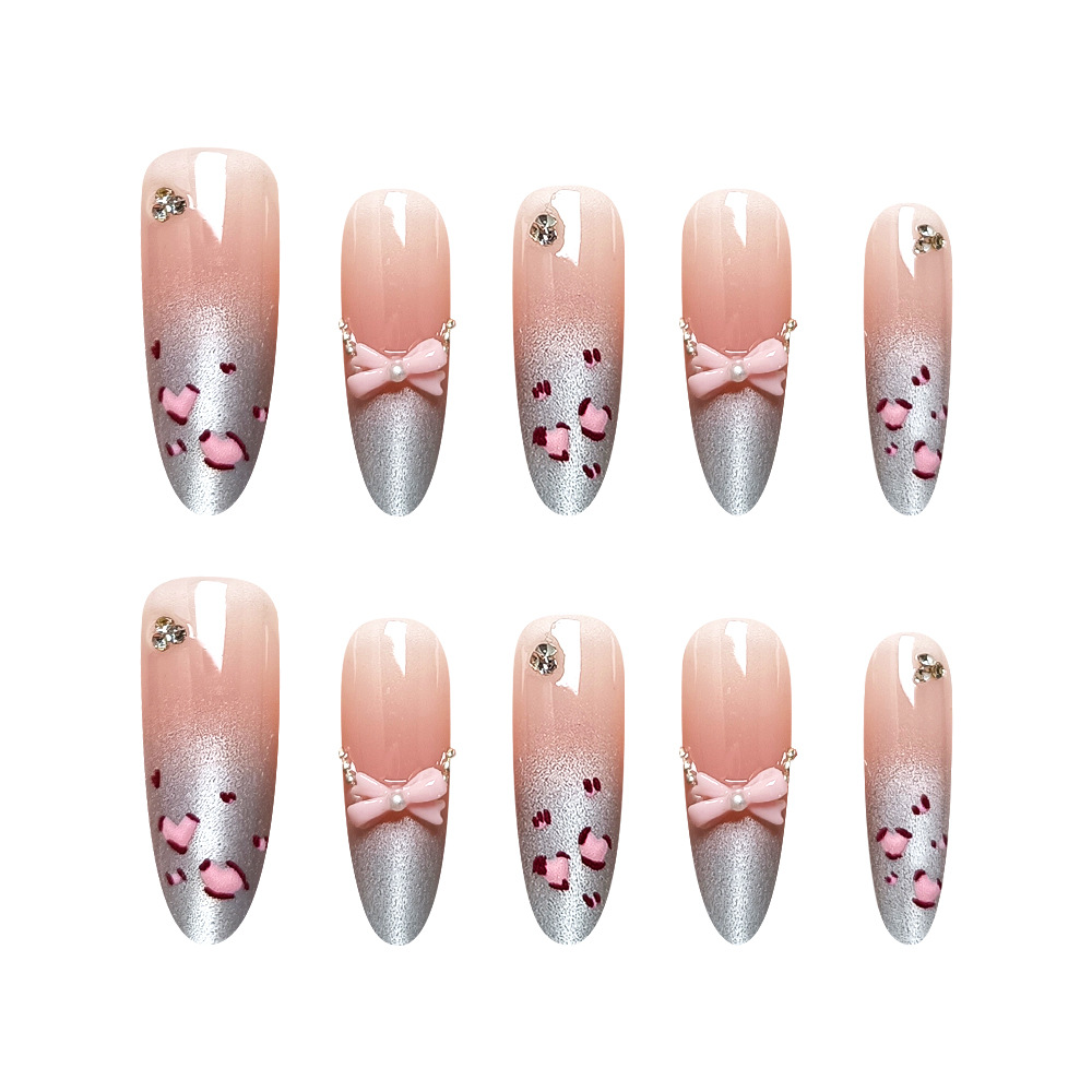 Lazo, diamante, ojo de gato, pegatina de uñas, sal marina, leopardo pequeño, armadura de vestir hecha a mano, 10 piezas, titiritas, manicura francesa