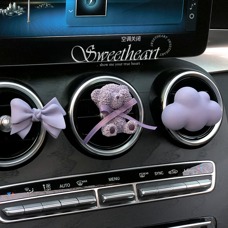 Arco púrpura oso coche perfume al por mayor aire acondicionado ventilación perfume decoración de piedra de perfume regalo para mujeres