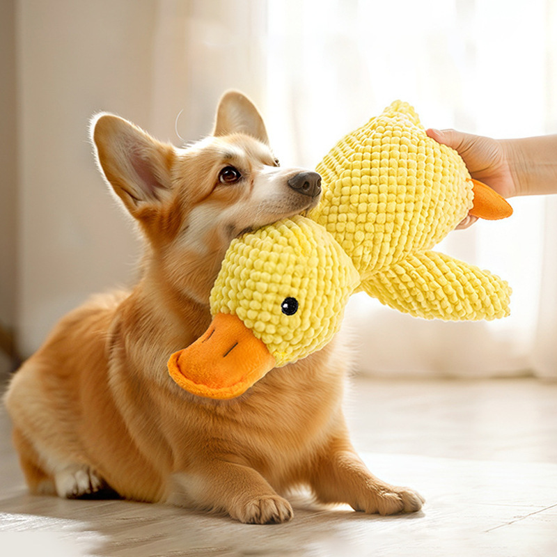 犬人形音鳴りアヒルおもちゃペットアーティファクト子犬噛みつきにくい音鳴り犬音おもちゃアヒル|undefined