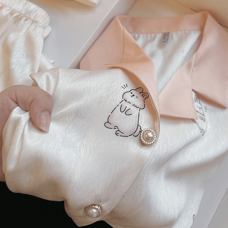 파자마 여성 여름 아이스 실크 반팔 반바지 얇은 학생 실크 팅스 기숙사 토킹 트레이드 쉐이크 톤 같은 스타일