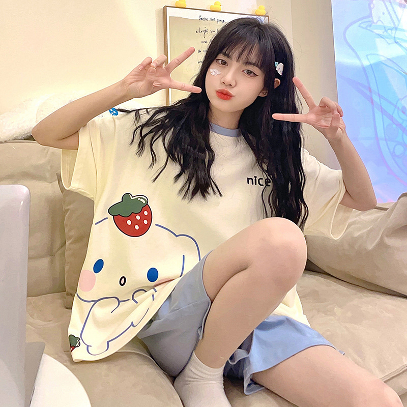 2025年新款睡衣女款夏季卡通短袖短裤夏天网红风夏款女士家居服全