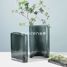 簡約創意輕奢樣板間琉璃花瓶擺件民宿客廳家居玻璃水培花器軟裝飾