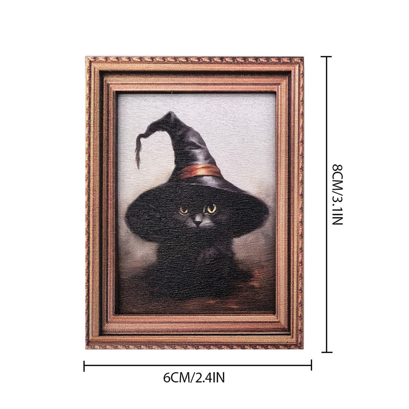 MZCT117-132 クロスボーダーハロウィン磁気立体冷蔵庫マグネットゴースト魔女フォトフレーム木製磁気装飾|undefined
