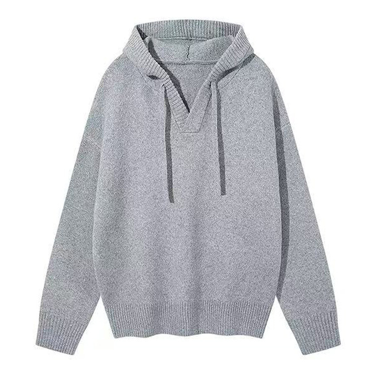 Explosiones transfronterizas de tamaño europeo suéter de punto con capuzas hombre cuello en V alta marca de moda perezosa fábrica al por mayor