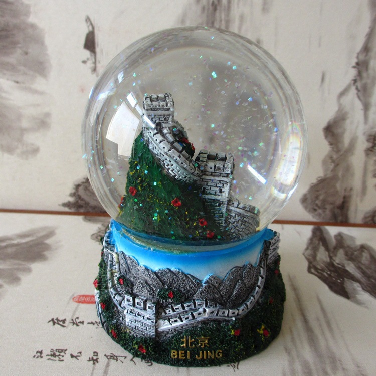 Micro-Landscape Great Wall Crystal Ball Ornaments Tourist Attractions Commemorative Gifts Home Decoration Resin Craftsmanship