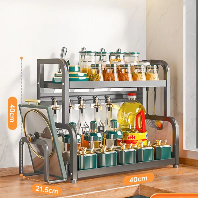 Ash-double-layer length 40 to send 4 hook chopping board rack chopsticks cage knife holder