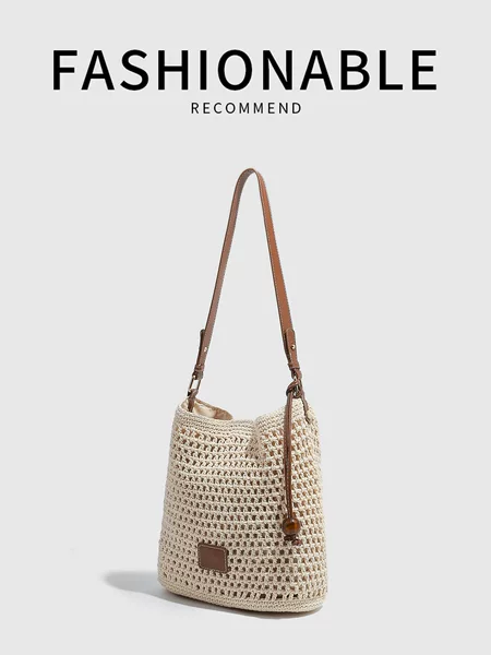 Woven Hollow-Out Bag for Women 2026 New Spring and Summer Seaside Vacation Travel Tote Bag Beach Bag Single Shoulder Underarm Bag