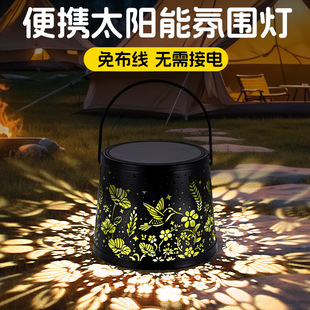 2025 New Product Cross-Border Solar Flower Hummingbird Garden Light Lantern Projection Garden Lawn Atmosphere Light Balcony Night