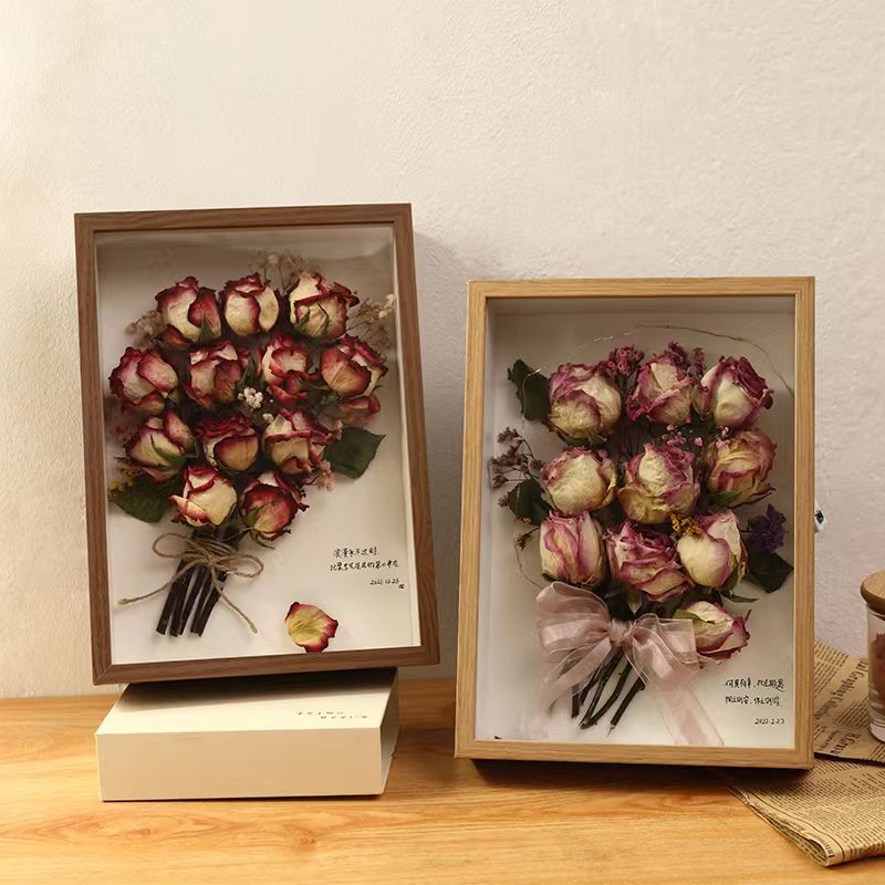 Hollow Dried Flower Stereo Photo Frame Stereo DIY Rose Wooden Specimen Frame Table Shell Butterfly Frame Wall Hanging