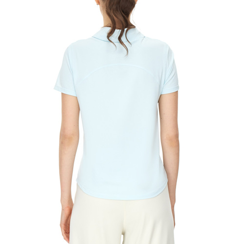 Year Spring and Summer Polo Collar Top Button Arc Shape Sport Yoga Short Sleeve T-Shirt Elastic Fitness Yoga