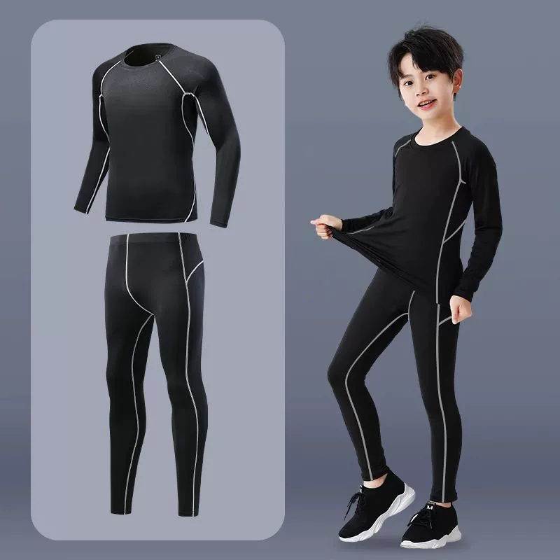 Детские осенние и зимние колготки Спортивные наборы для студентов Бег с длинными рукавами брюки нижняя одежда для мальчиков