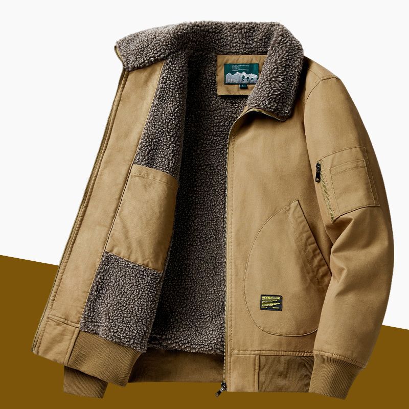 New Lamb Velvet Jacket Men's Flight Suit Fleece-Lined Thickened Loose Casual Winter Cotton Jacket