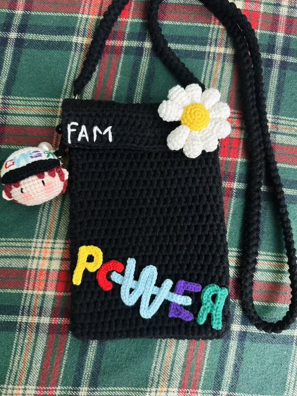完成したウールかぎ針編み GD リトルデイジー パワーサポート携帯電話バッグ織りパーソナライズされたバッグペンダントアクセサリー人形|undefined