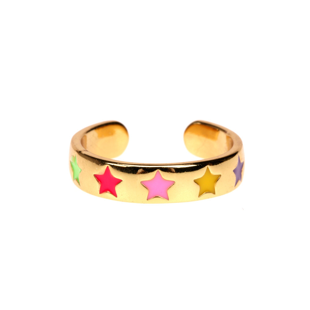 Fashion Color Dripping Oil Star Copper Ring Wholesale display picture 14